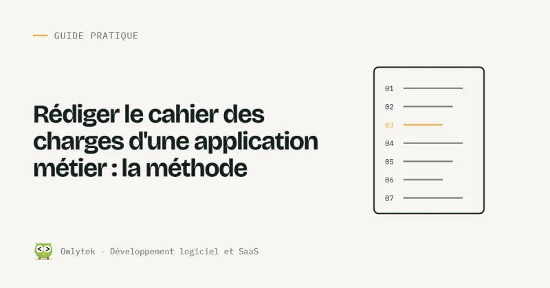 Illustration : la structure d'un cahier des charges, du contexte aux fonctionnalités priorisées